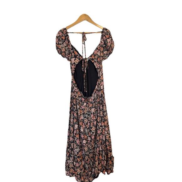 Lulus Women's Meadow Muse Floral Tie-Back Puff Sleeve Midi Dress Size XXL Multi - Picture 8 of 11
